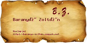 Baranyó Zoltán névjegykártya